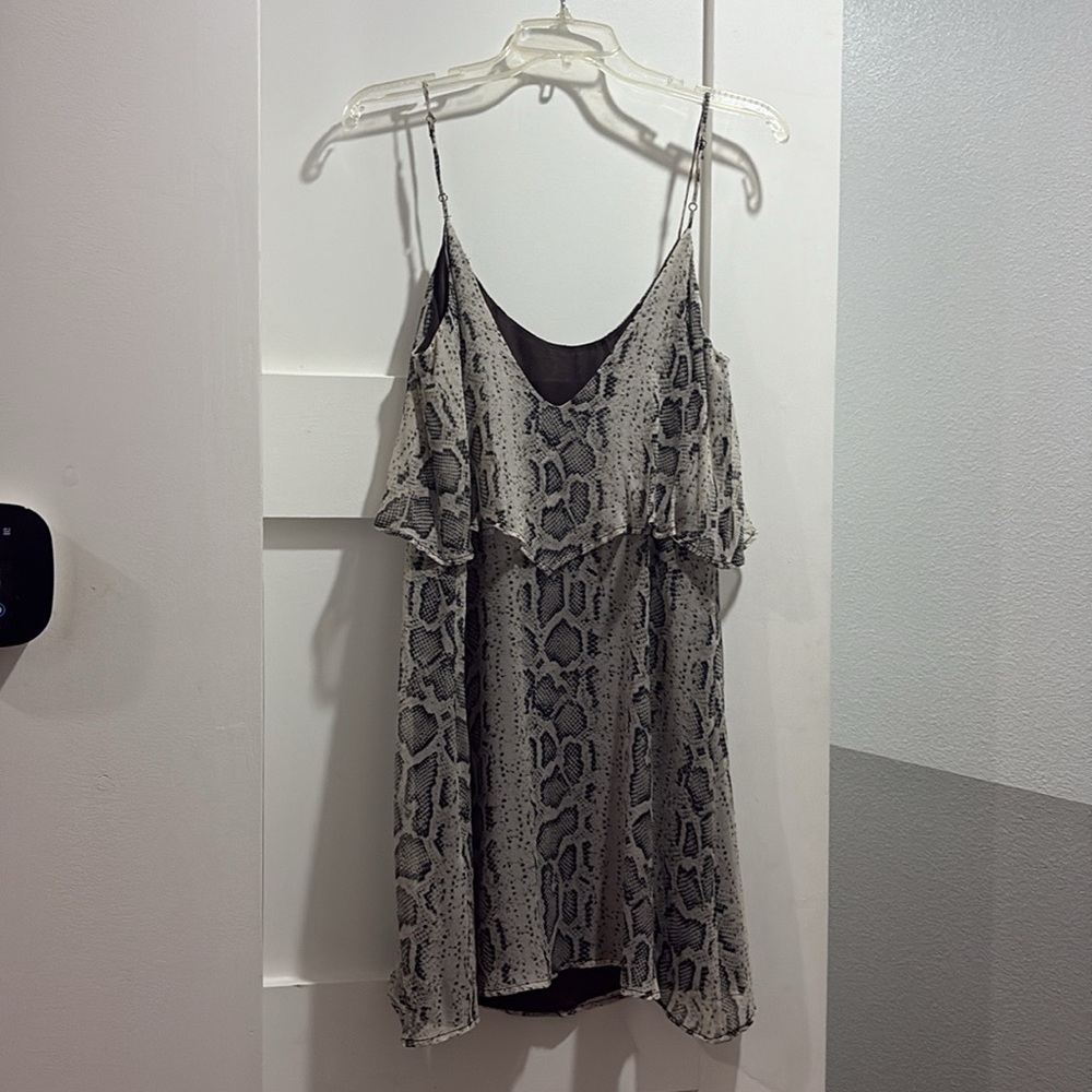 Spaghetti strapped snakeskin(white/black/brown) mini dress